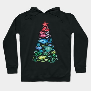 Ocean Life Christmas Tree Hoodie